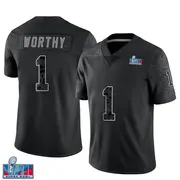 Black Men's Xavier Worthy Kansas City Chiefs Limited Reflective Super Bowl LVII Patch Jersey