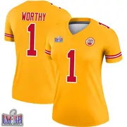 Gold Women's Xavier Worthy Kansas City Chiefs Legend Inverted Super Bowl LVIII Patch Jersey