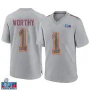 Gray Men's Xavier Worthy Kansas City Chiefs Game Atmosphere Fashion Super Bowl LVII Patch Jersey