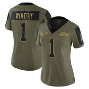 Olive Women's Xavier Worthy Kansas City Chiefs Limited 2021 Salute To Service Jersey